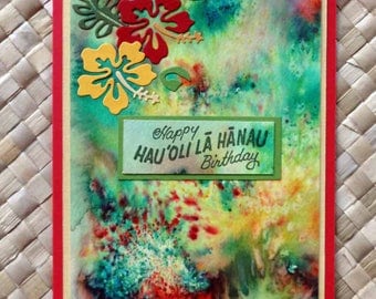 Printable DIY Happy Birthday Hawaiian Language card 5x7 pdf