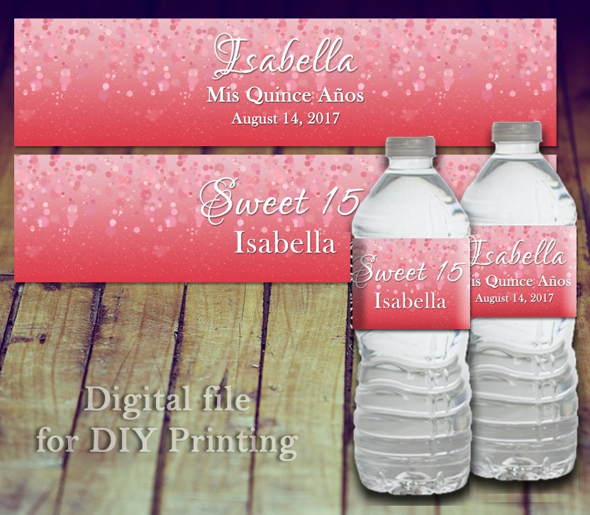 Water Bottle Labels Quinceanera Water Bottle Label Sweet 15