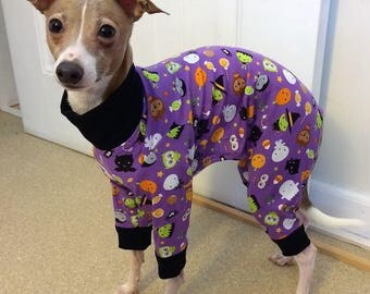 Dog Pajamas. Dog Halloween. Halloween Dog Pajamas. Italian Greyhound Pajamas. Dog Clothes. Pet pajamas. Small Dog Clothes. Onesie for dog.