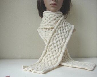 Knitting pattern scarf Celtic braid scarf Irish cable knit cable scarf tutorial knit pattern Aran scarf winter cable shawl Celtic knot scarf