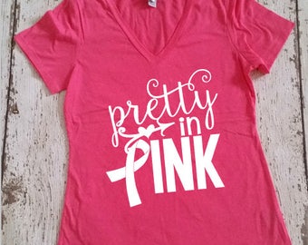 Pink ribbon tshirt | Etsy