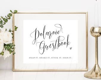 Polaroid Guestbook sign, Polaroid wedding guest book, photo guest book printable, polaroid guest book instructions, instant download, photo