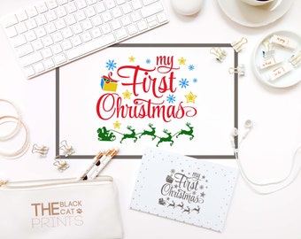 My First Christmas SVG cuttable file Cricut svg cutting file Kids svg design Santa Claus svg file Winter svg Iron on files Snowflakes svg