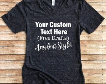 Unisex Tri-Blend V-Neck CUSTOM T-Shirt - Personalized T Shirt