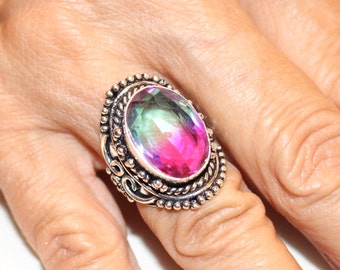 Watermelon Tourmaline Ring- size 6 3/4!