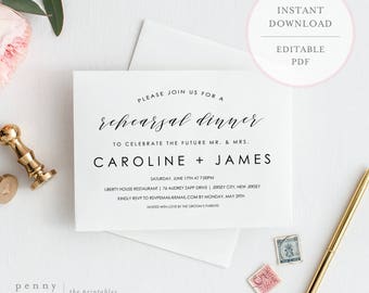 Rehearsal Dinner Invite. Rehearsal Dinner Invitation Template. Printable Rehearsal Dinner Invite. Rehearsal Dinner Instant Download. (SH)