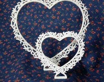 Vintage White Filigree Heart Wedding Cake Topper, Retro Hearts Cake Topper, Wedding Cake Topper, Heart Cake Topper,Cake Supply, White Hearts
