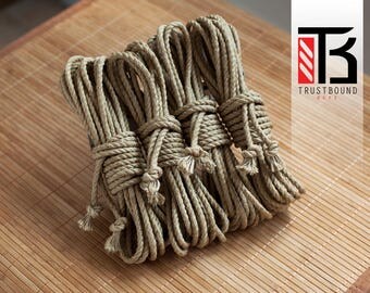 Shibari rope for bondage play and suspension - 4 x 8m 6mm linen hemp - 100% natural