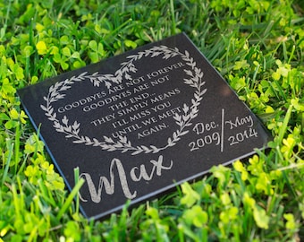 Personalized Memorial Pet Stone Granite - Goodbyes Are Not The End Engraved Headstone, Burial Stone, Grave Marker for Best Companion #7