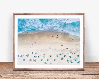 Aerial Beach Print, Beach Aerial View, Seaside Photo, People on Beach, Ocean Art, Coastal Wall Art, Beach Decor, Aerial Beach Photo
