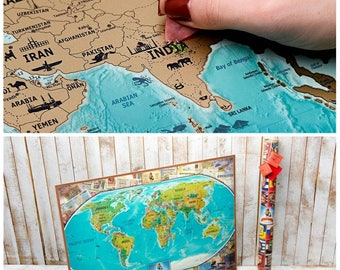 Personalized Travel, Map Personalized, Personalized Map, World Map Push Pin, World Map Scratch, Gold World Map, Pushpin Travel Map, Scratch