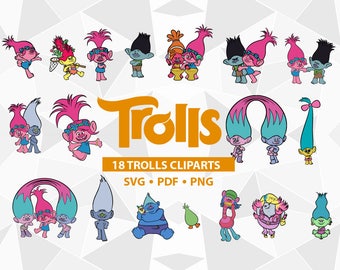 Trolls clipart poppy numbers hot pink blue flower girl age