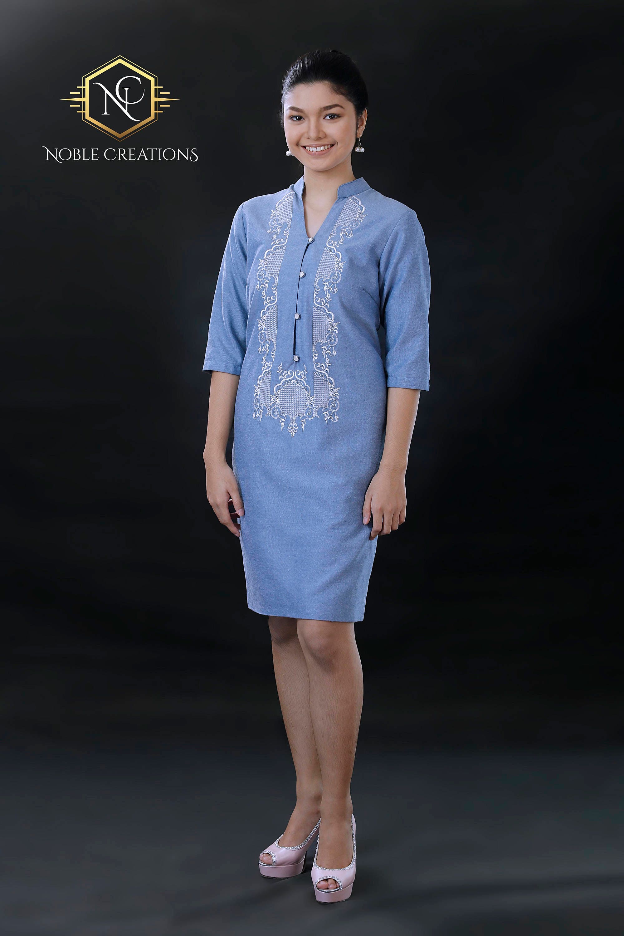 Modern Filipiniana Dress Linen Barong Tagalog Philippine