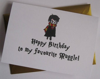 HARRY POTTER birthday card funny sweet cute muggle HP best friend boyfriend mum mother mam husband