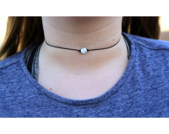 MARBLE BEAD CHOKER: Dainty Bead Choker, Marble Bead Necklace, Bead Choker Necklace, Thin Bead Choker, White Bead Choker, Marble Bead Chokers