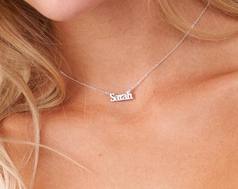 Tiny Name Necklace • Custom Name Jewelry • Gold Name Necklace • Personalized Name Plate Necklace • Baby Shower Gift • Mother's Gift