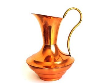 Copper Brass Jug, Copper Pitcher, Vintage Copper Pitcher, Copper Home Decor, Vintage Kitchen Decor, Brass Pitcher, Vintage Copper Jug