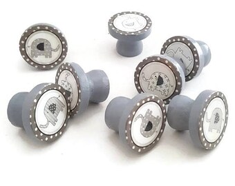 SUMMER SALE Taylor Gray Elephant Drawer Knobs