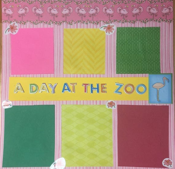 Scrapbooking: A Day At The Zoo, 12x12 Premade Pages