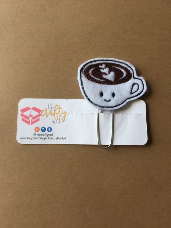 Happy Coffee Clip/Planner Clip/Bookmark. Coffee cup planner clip