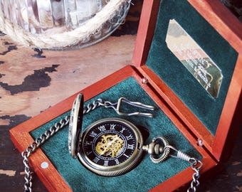 Pocket watch groomsmen gifts - Steampunk engraved watch - wedding gift
