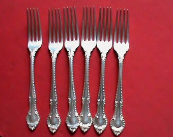 Set of 6 Gorham Sterling Silver 7 1/8 Dinner forks English Gadroon pattern no monogram