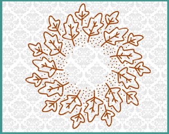 CLN0612 Leaves Mandala Circle Tree Fall Harvest Monogram SVG DXF Ai Eps PNG Vector Instant Download Commercial Cut File Cricut Silhouette