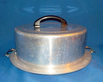 Vintage Metal Cake Carrier, Saver, Caddy, Aluminum Cake Caddy