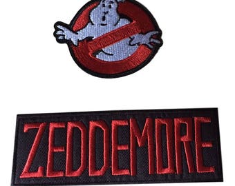 Ghostbusters No Ghost With Zeddemore Red Black Name Tag Costume Patch Set of 2