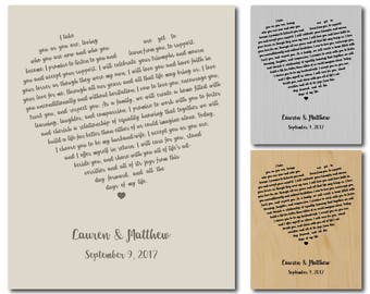 Wedding Vow Print Art Custom Vow Print Wedding Vow Ideas Wedding Vow Artwork Wedding Vows Metal