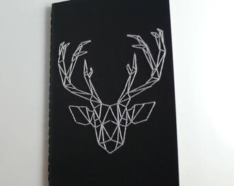 Moleskine notebook embroidered deer head