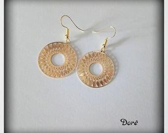 Earrings Golden filigree prints