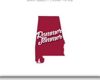 Rammer Jammer Alabama Roll Tide State Graphic - Digital Download - Alabama SVG - Bama SVG - Alabama Cut File Ready to Use!