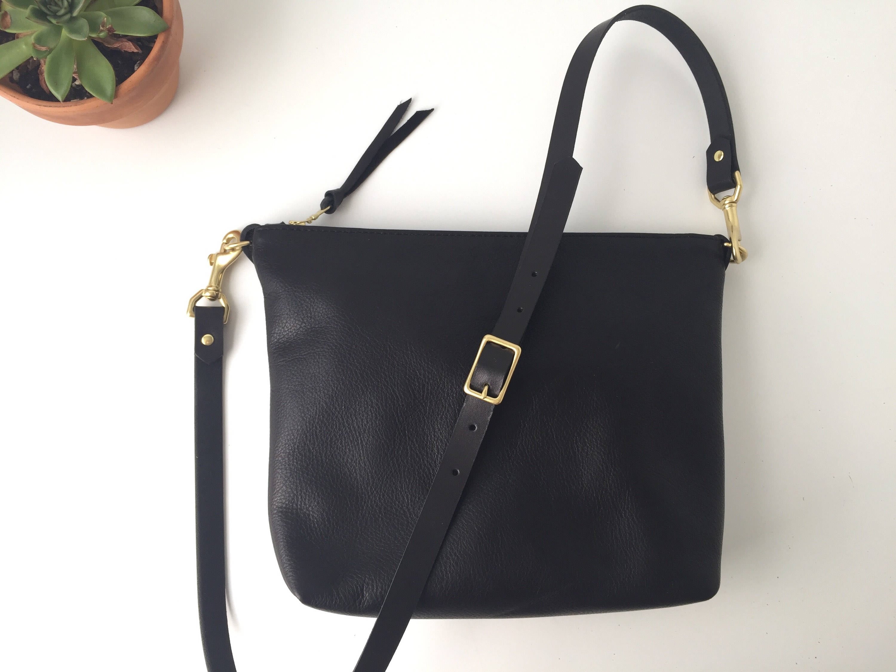 Black Leather Crossbody Bag // Hobo Bag // Leather bag