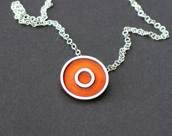 Solid silver chain 950 with enamelled pendant necklace