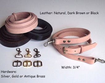 3/4" Adjustable Genuine Leather Strap, Replacement Strap, Crossbody Bag Strap, Messenger Strap, Purse Strap