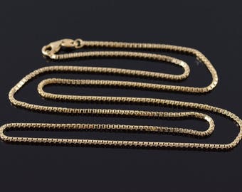 14k 1.5mm Box Link Chain Necklace Gold 23.5"