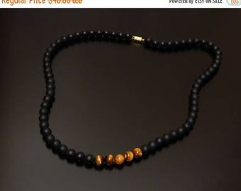 30% OFF, Matte Onyx Necklace, 8mm Tigers eye, Beaded Necklace, Necklace, Mens Necklace, Unisex Necklace, Men black beaded necklace