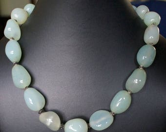 ON SALE Delicate Chalcedony Silver Necklace