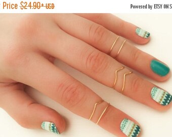 SALE - Midi Ring Set of 6, Gold or Silver Midi Rings, Stackable Jewelry, Adjustable Bands, Knuckle Ring Set, Above Knuckle Stacking Rings