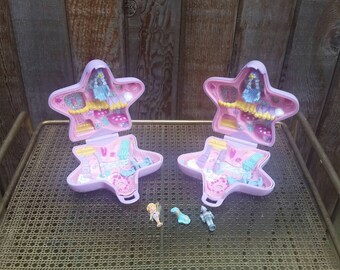 1992 Polly Pocket Fairy Fantasy Compacts with Dolls Bluebird Toys. Purple Star Compact. 90s Polly Pocket, Fairy Doll, Compact x2.