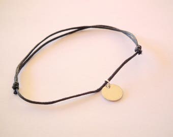 Black thin bracelet and a hammered antique silver