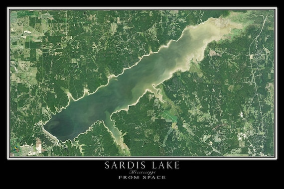 Sardis Lake Mississippi Satellite Poster Map