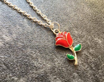 Rose Necklace, Red Rose Necklace, Enchanted Rose Necklace, Enchanted Rose, Gift for Friend, Gift fot Her, Enchanted Rose Gift, Birthday Gift