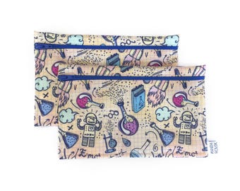 Sacs à collation réutilisables - Science- Reusable snack bags - 2 snack bags