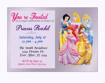 Disney princess birthday invitation | Etsy