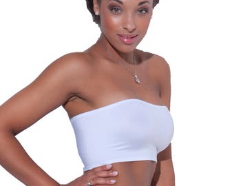 White Satin Lycra Boob Tube Top Stretch Bandeau B16