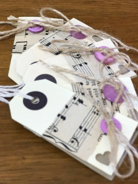 Gift Tag Pack of 5 | Music Sheet Decorated Tags | Shabby Chic Style Gift Tags | Decorative Luggage Tags | Music Lover Gift Tags