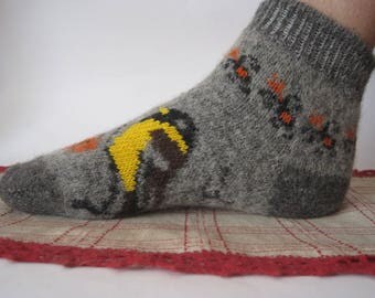 Nordic Beautiful knitted Angora wool socks for women. Titmouse. EU-37-39/ US- 7-9 Soft, warm and very comfortable, nordic socks.