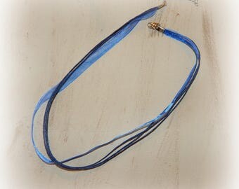 3 organza and deep blue color cotton twist